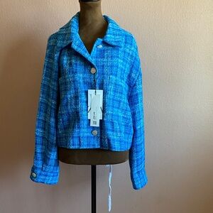 ZARA Blue  Tweed Women's Jacket